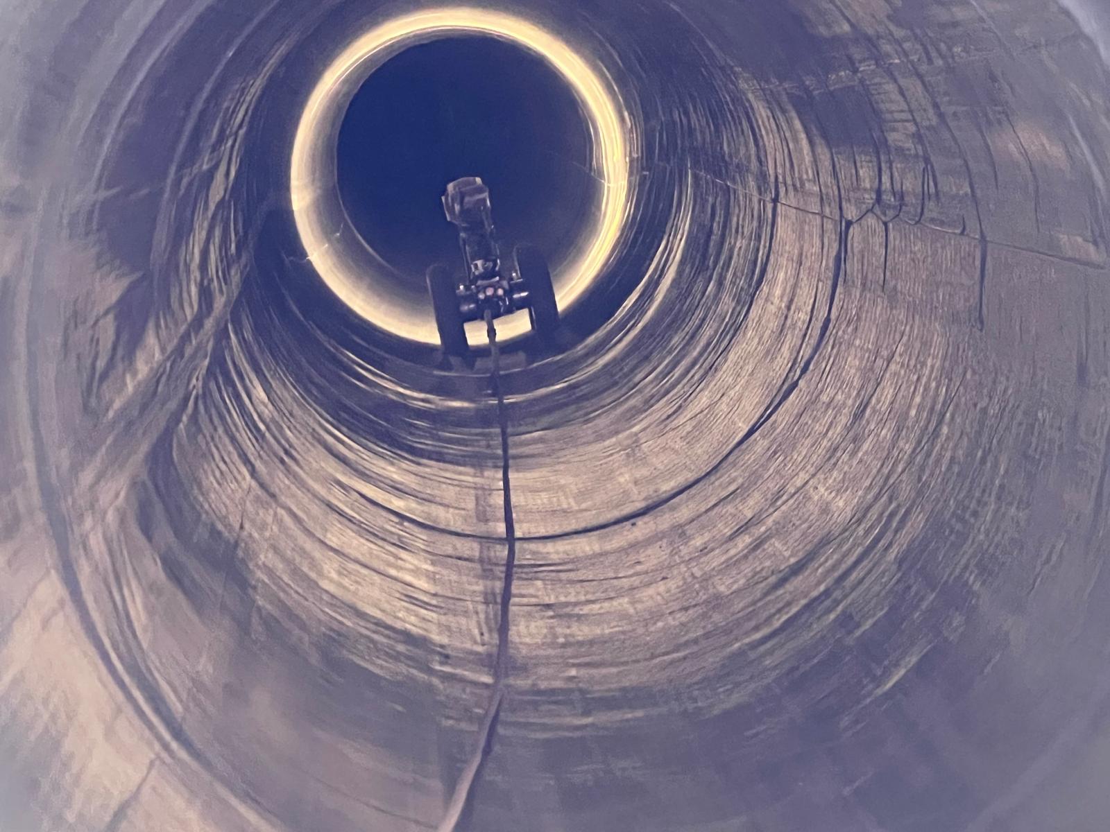CCTV pipeline inspection Sydney — camera inside large pipe